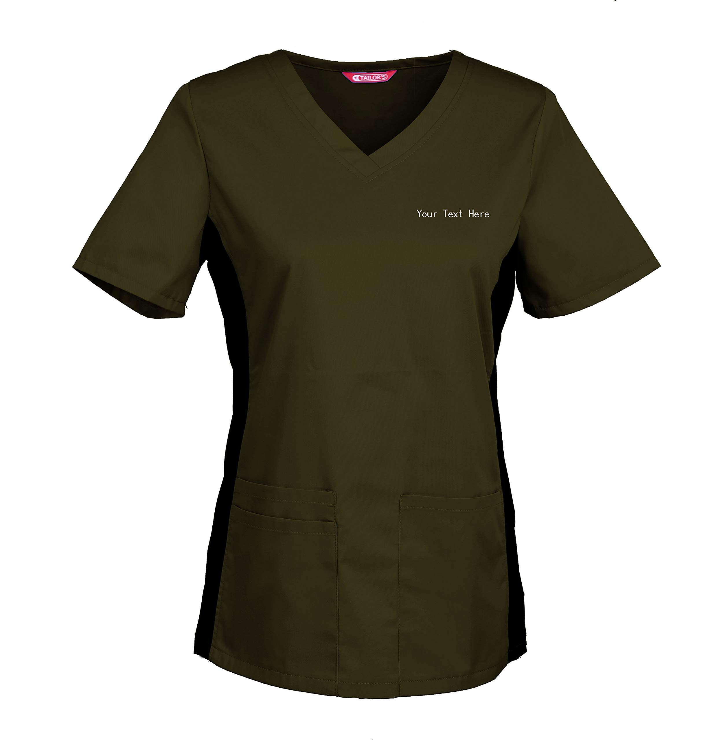 Tailor's Women's Olive Personalized Scrub Tunic Medical Scrubs Hospital Scrub Top Customizable