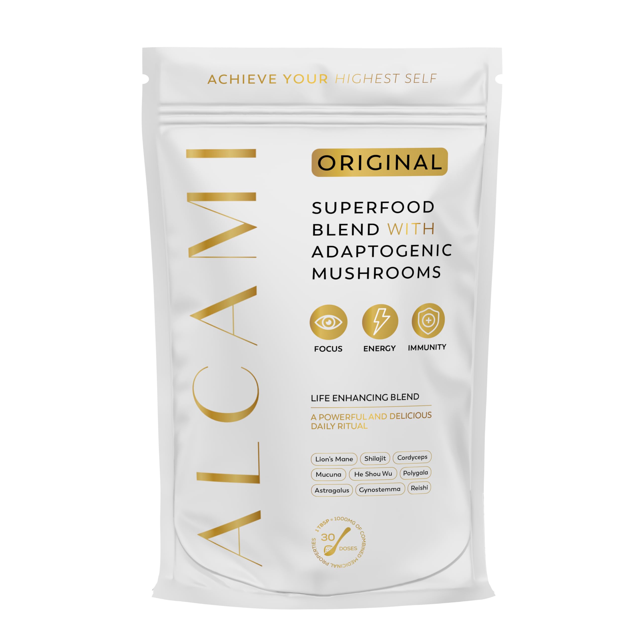 - alcami elements Mushroom Coffee Alternative, Superfood Blend, 10X Concentrated Extract with Lion’s Mane, Reishi & Cordyceps, Energy & Focus Support, Premium Supplement Powder, 30 Servings