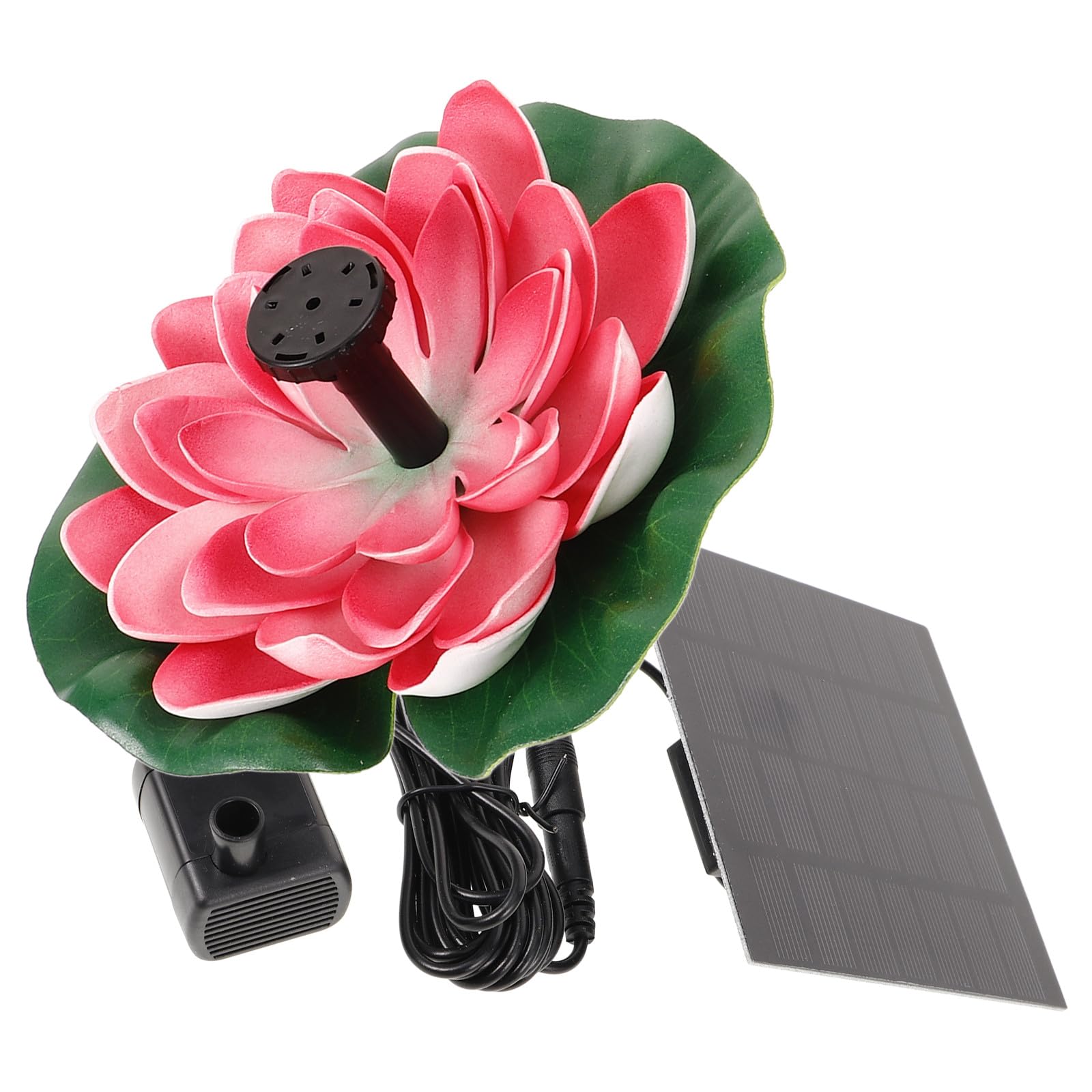 Hemobllo Solarbrunnen Lotusblüte Satz mit Solar Pumpe 7v 1,2w für Gartenteich Außendekor Schwimmender Wasserbrunnen ohne Batterie