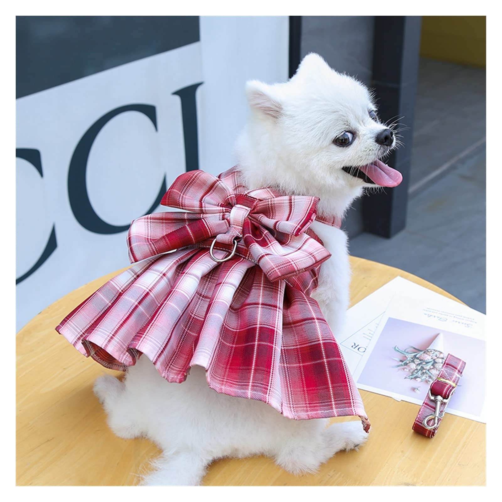 Kikbax Pet Cat Cani Vestiti Harness Vest Dress Gonna (Color : 2-Red-Skirt, Size : S(1.5-2.5kg))
