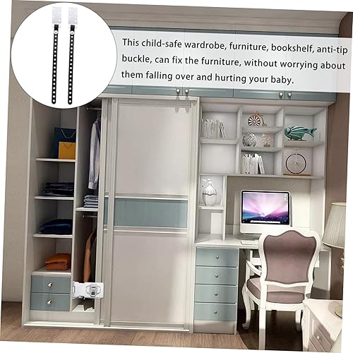 Miniatura 4 de BESPORTBLE Kit de prueba para niños, 2 unidades, anclaje de pared, aparador, correas de muebles de seguridad, correa para muebles de mascotas, 2