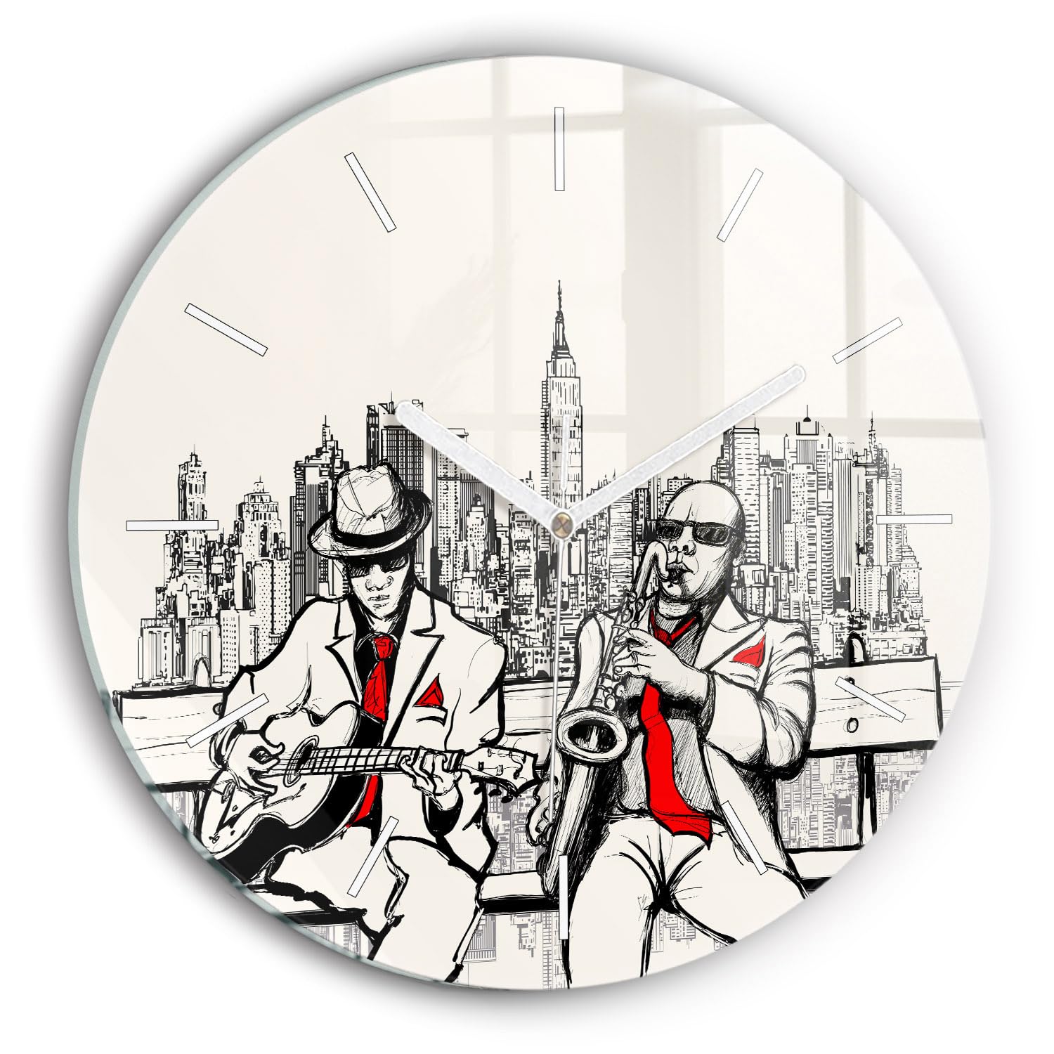 Horloge en verre de luxe Wallfluent 30 cm style élégant jazz