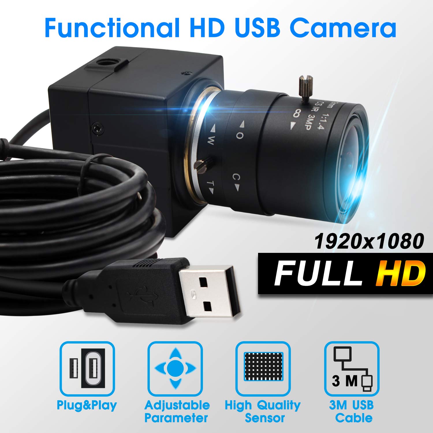 Webcam 1080P con autofocus e Microfono