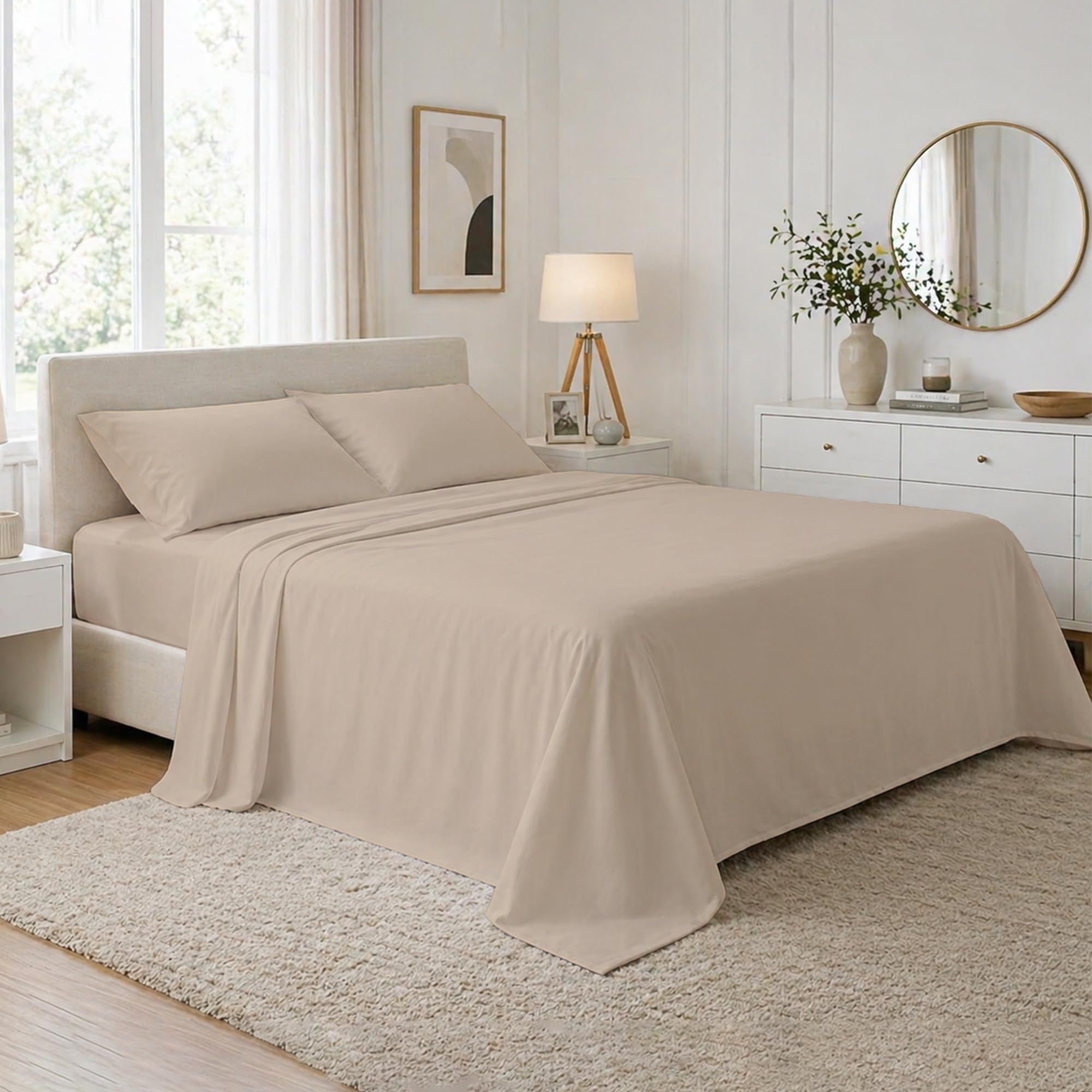 DANYDude 400 Thread Count Flat Sheets Small Double 100% Egyptian Cotton Sheets 4FT Flat Sheets - Luxury Soft, Breathable & Machine Washable Flat Bed Sheet Small Double