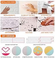 Vista 4 de 10 paneles de pared de ladrillo sintético 3D de 13.78 x 11.81 pulgadas, papel tapiz de ladrillo de espuma, autoadhesivo, impermeable, calcomanías