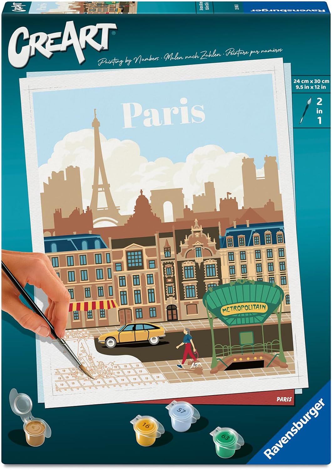 Ravensburger Relax CreArt Paris Paint by Numbers Kit | Perfect DIY Art Gift for Adults, Stress Relief, and Creative Hobby