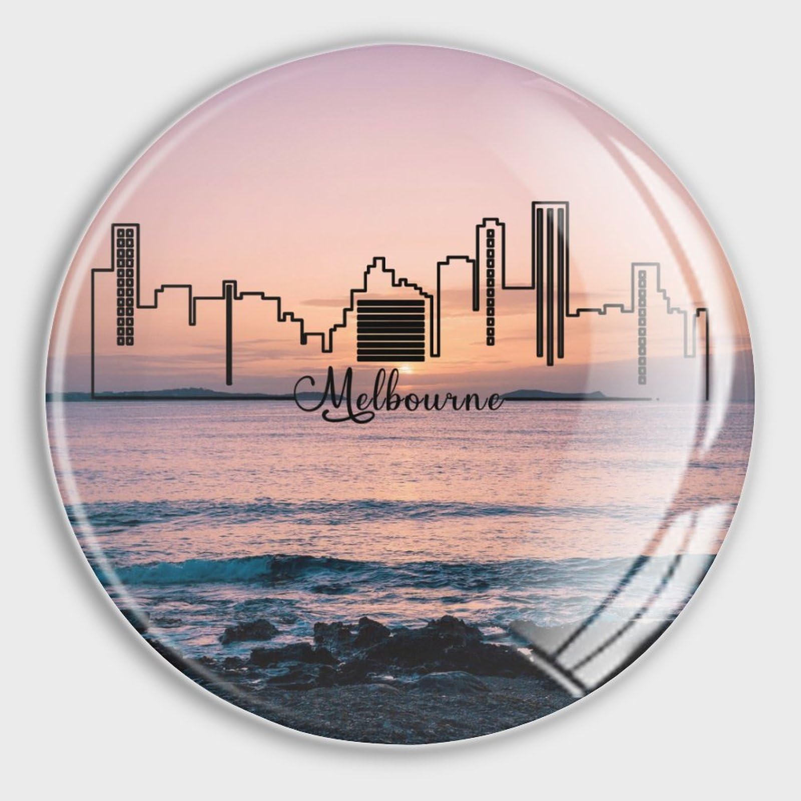 Lot de 4 aimants en verre paysage de Melbourne cadeau Australie