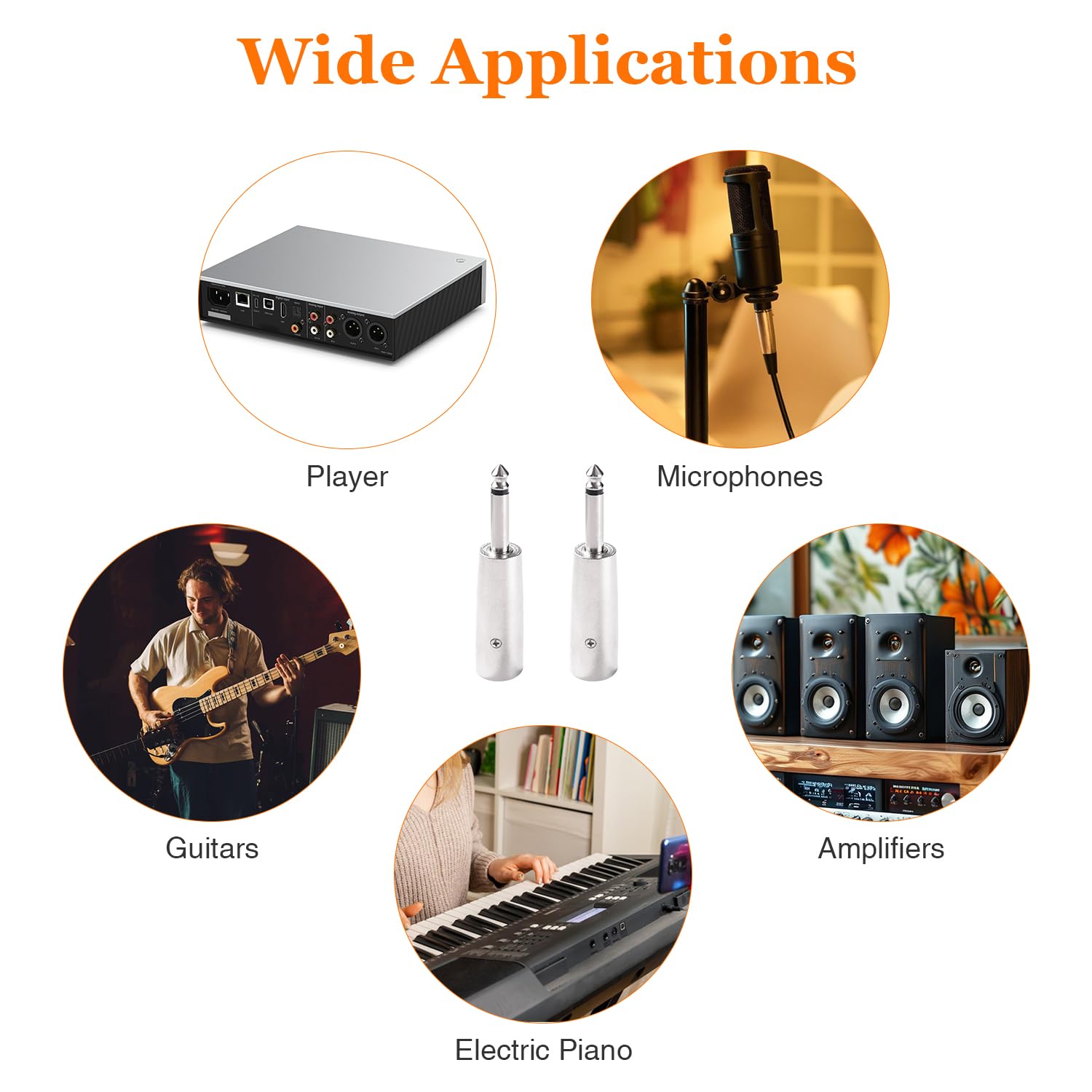 2 Pezzi Adattatore da 3 Pin XLR a 6.35mm, Adattatore Audio Microfono Connettore XLR Maschio a 1/4" TS Mono Maschio, per Microfoni e Mixer di Apparecchiature Audio
