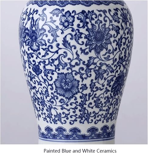 Miniatura 5 de JITEM Lámpara de Mesa Lámpara de mesa de porcelana azul y blanca con interruptor de botón Jingdezhen estilo chino pintado de cerámica lámpara de