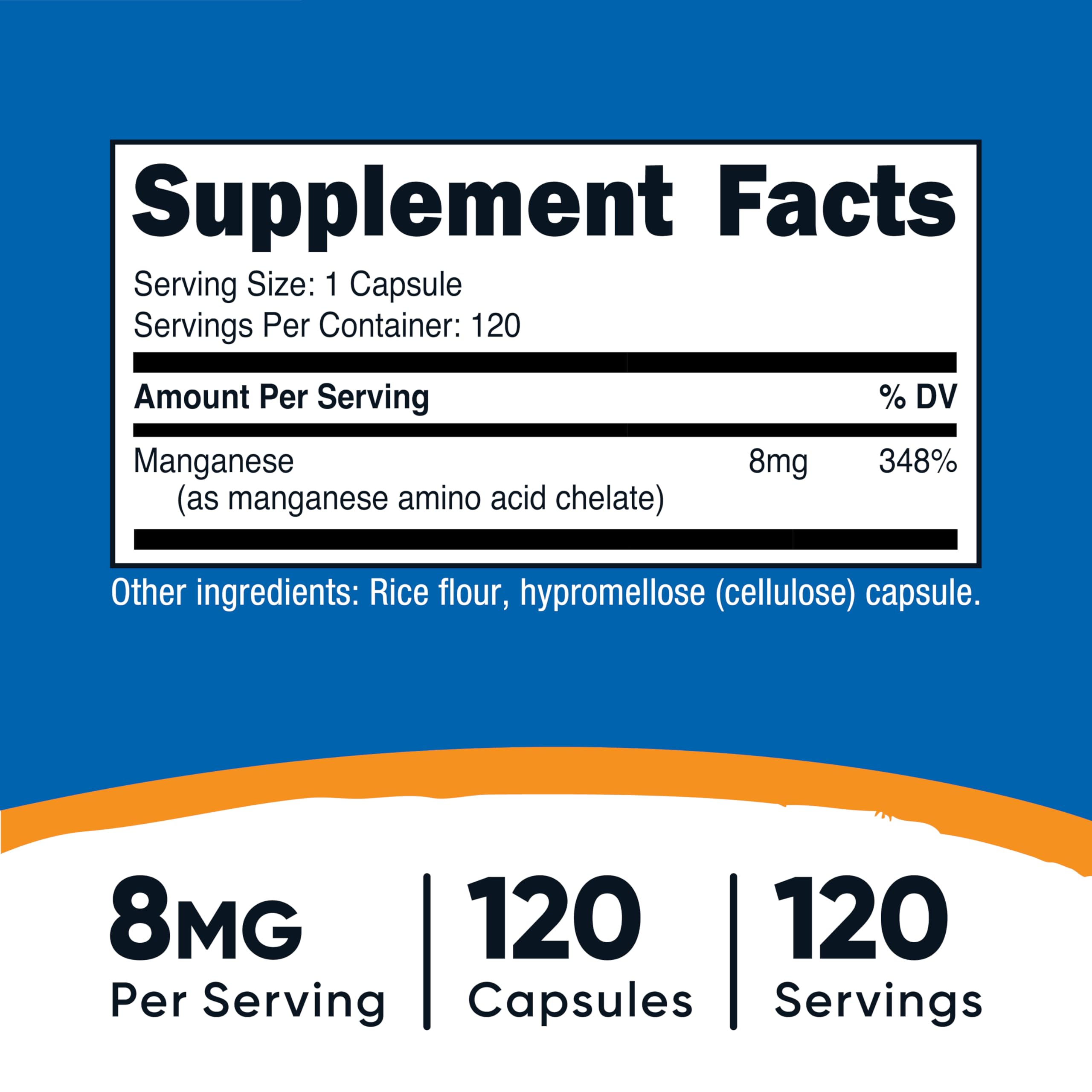 Nutricost Chelated Manganese Supplement 8mg, Amino Acid Chelate, 120 Caps — Amazon image 2