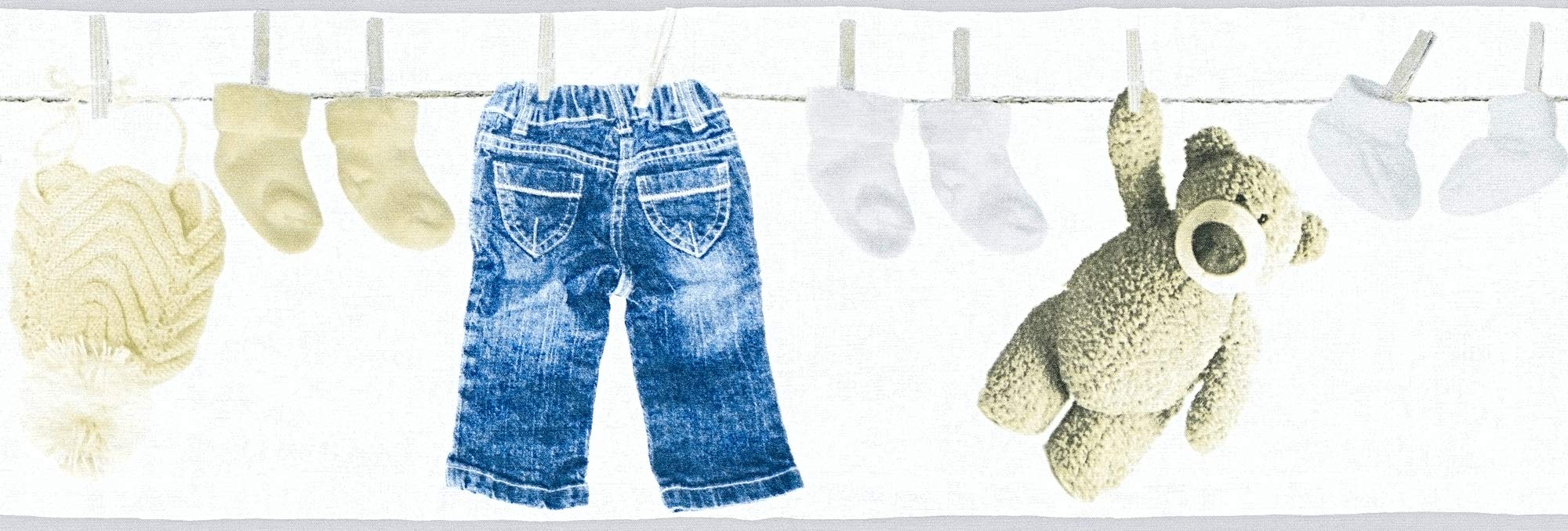 A.S. CreationKids Wallpaper Border Little Stars Non-Woven Wallpaper 5.00 m x 0.17 m Blue Creme White Made in Germany by Livingwalls 358461 35846-1