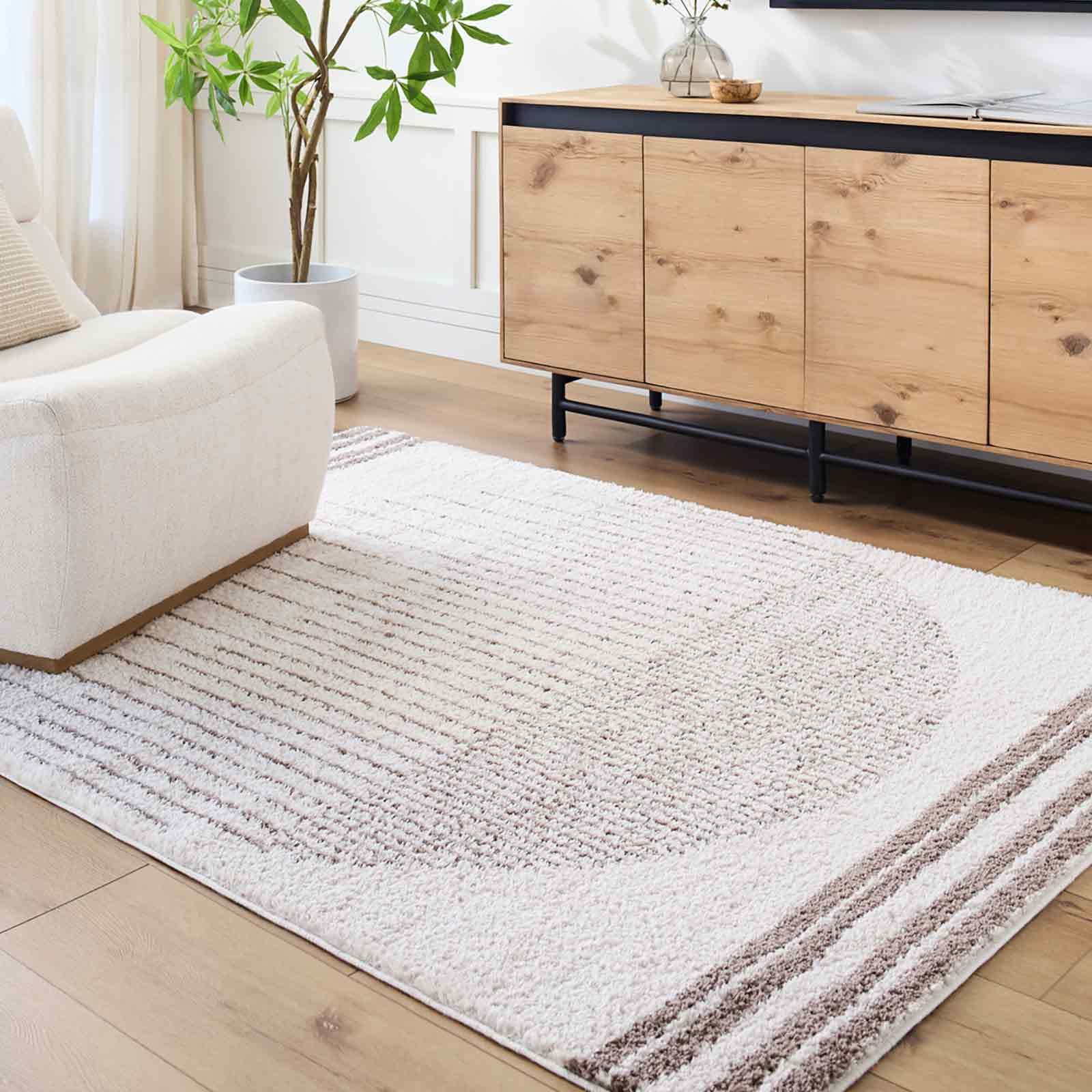 Livabliss Enso3 Nakuru Shaggy Berber Style Floor Covering 200x275 cm – Plush Thick Pile for Living Room & Bedroom, Neutral Boho Design, Light Beige & Dark Brown