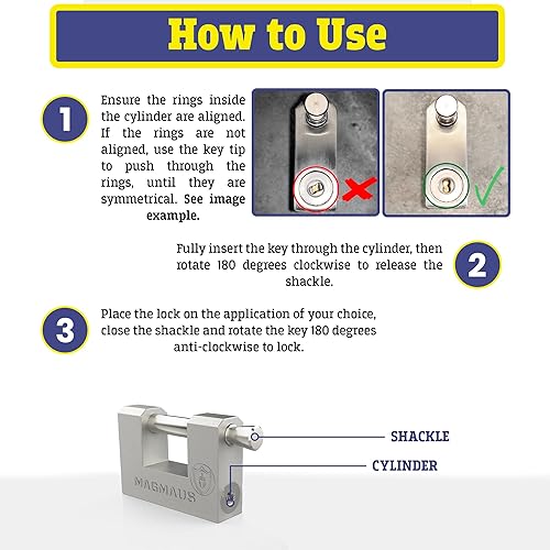 Miniatura 6 de RTL80 blindado Candado de alta seguridad  Cerradura de contenedor resistente con espacio de grillete de 0.74 pulgadas y perno de 0.39 pulgadas de