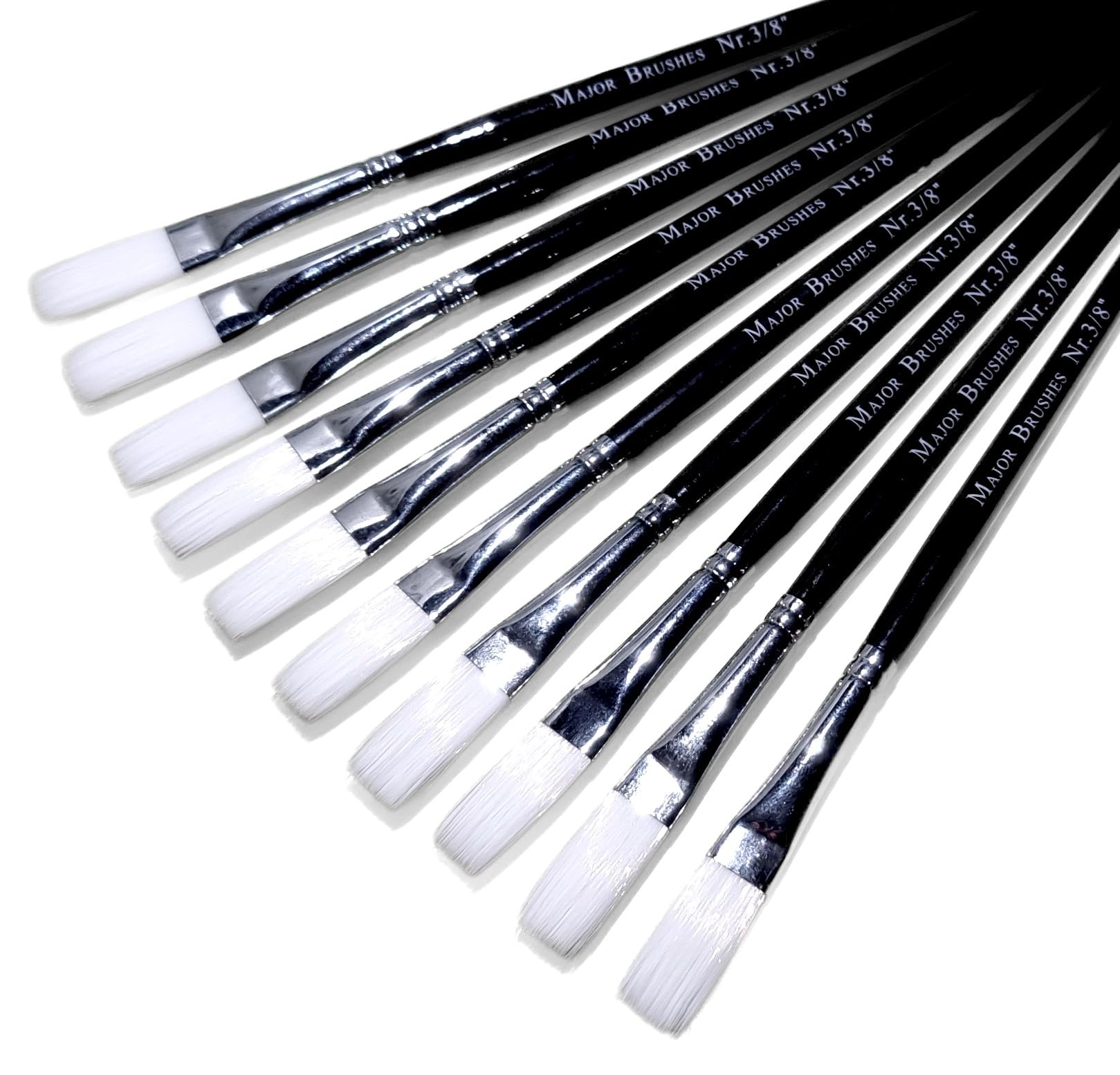 Major Brushes Sable Substitute Flat Brush 3/8" (9.5mm) - Set of 10