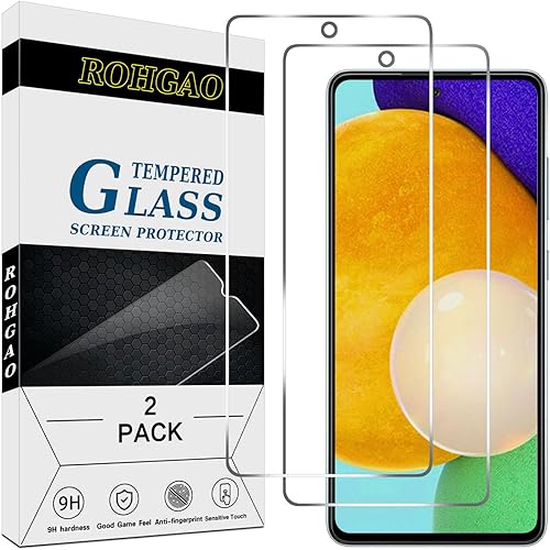 Paquete de 2 protectores de pantalla para Samsung A52, A52 5G, A52S 5G, vidrio templado, sensible al tacto, compatible con fundas, sin burbujas,
