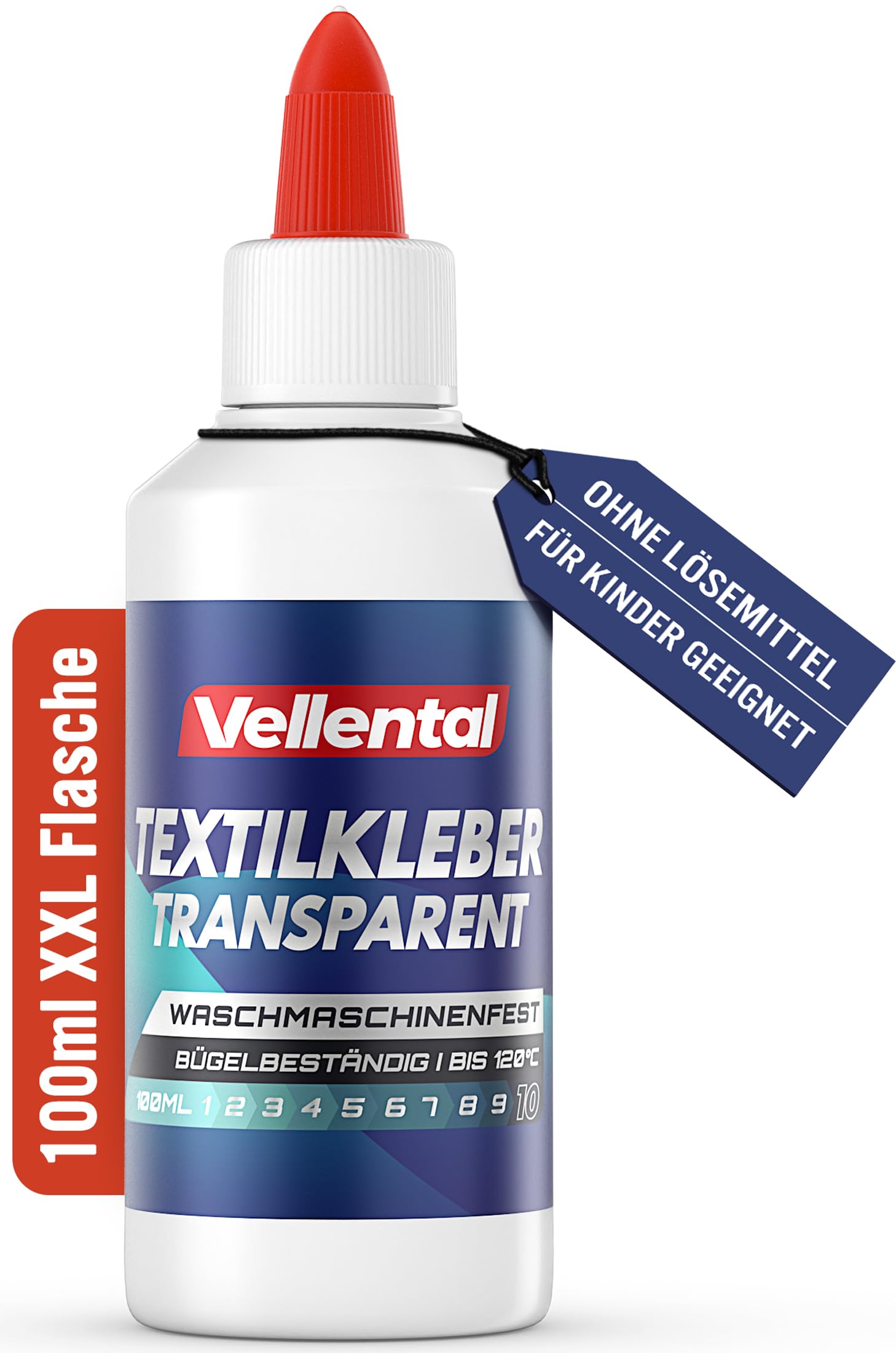 Textilkleber waschmaschinenfest 100ml transparent - Stoffkleber für Textilien Stoffe wie: Jeans, Polyester - Bastelkleber wasserfest ohne Rückstände, geruchlos ohne Lösungsmittel