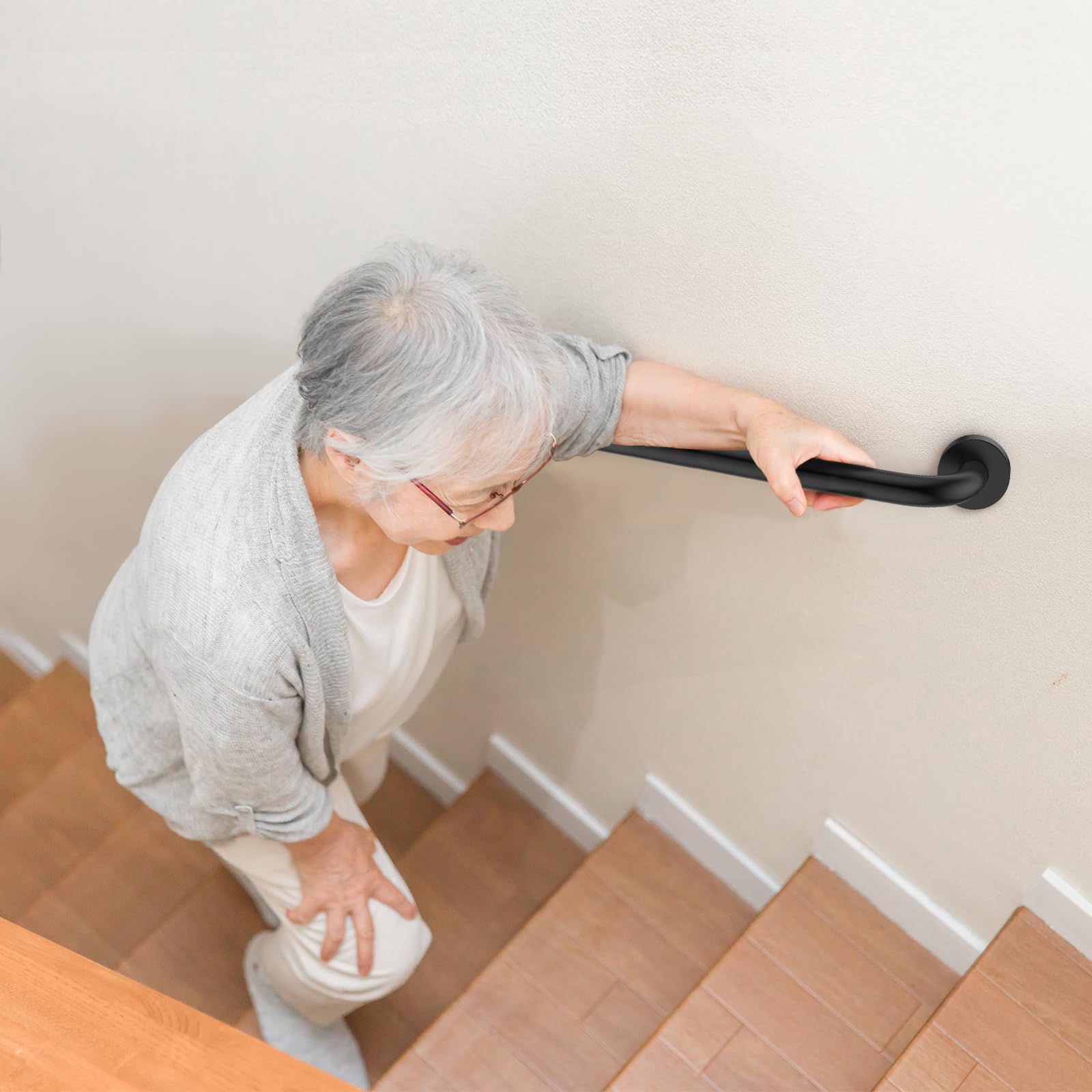 YF Barra de Agarre para Ducha, 60 cm Barra de Agarre de Baño de Acero Inoxidable, Barra de Ducha Antideslizante Negra Asidero para Ducha Barra de Soporte Barra de Equilibrio para Ducha