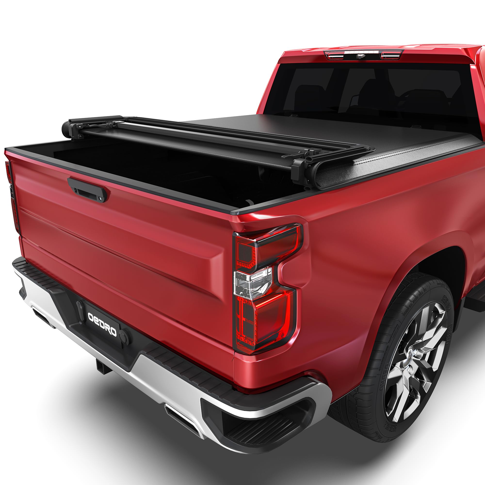OEDRO Soft Quad Fold Truck Bed Tonneau Cover Compatible with 2020 2021 2022 2023 2024 Chevrolet Silverado/GMC Sierra 2500 3500 HD 6.9 ft Bed