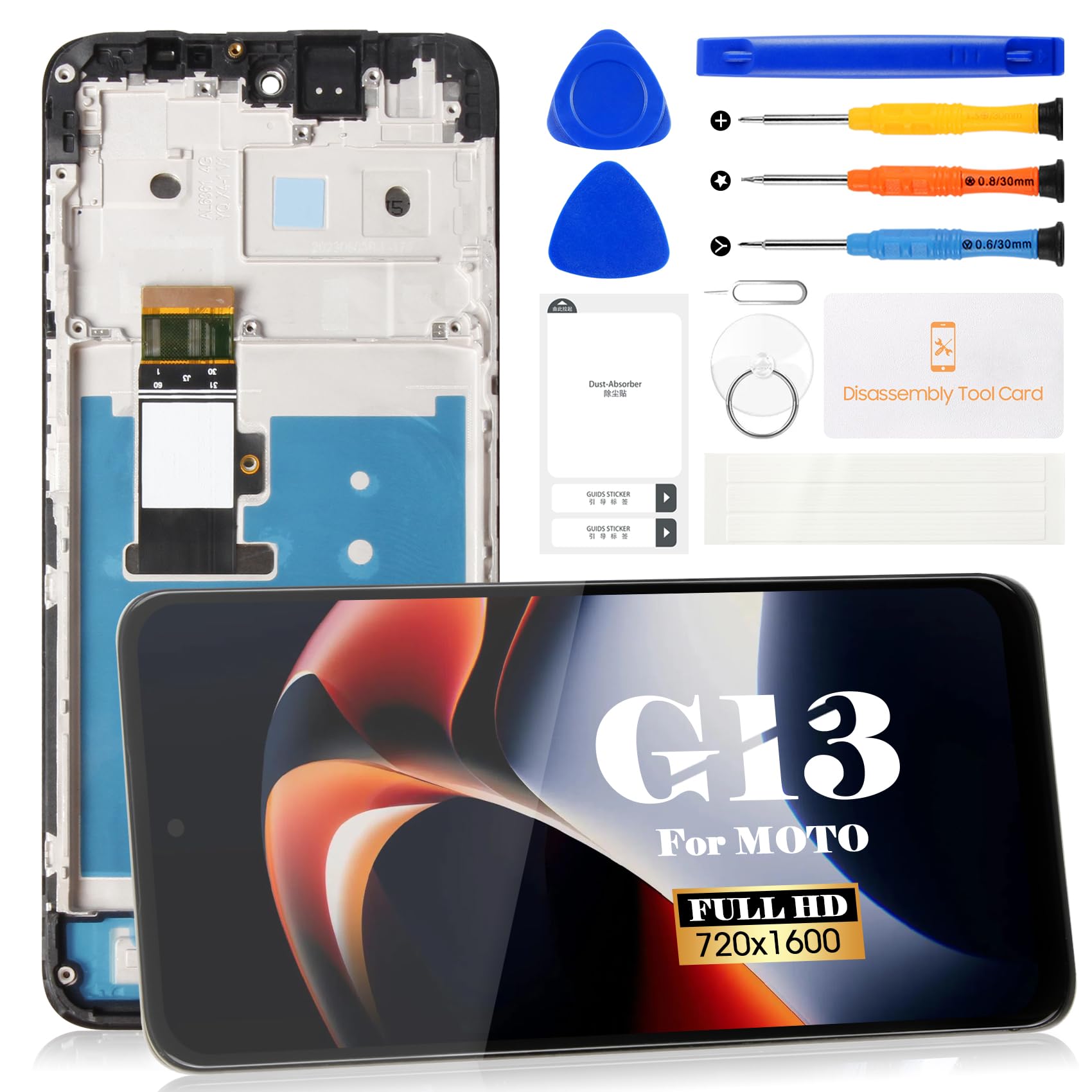 Écran LCD Motorola Moto G13 / G23 Avec Châssis Original + Outils + Colle - Neuf - Remplacement