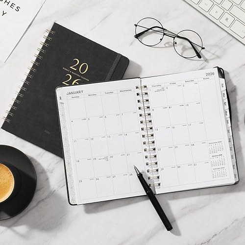 Miniatura 2 de Agenda 2026 - Agenda semanal y mensual 2026 con 12 pestañas mensuales, enero 2026 a diciembre 2026, 6.3 x 8.4 pulgadas, tapa dura flexible, papel