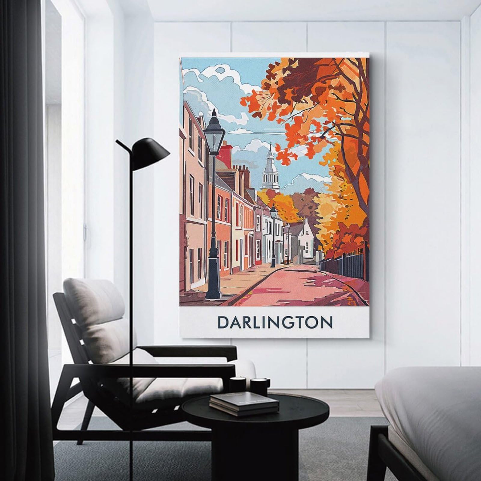 Junmoney Wall Art Print Darlington Street Scene, 24x36inch(60x90cm), for Hallway, Bedroom Or Modern Interiors, Thoughtful Wall Decor for Art Lovers