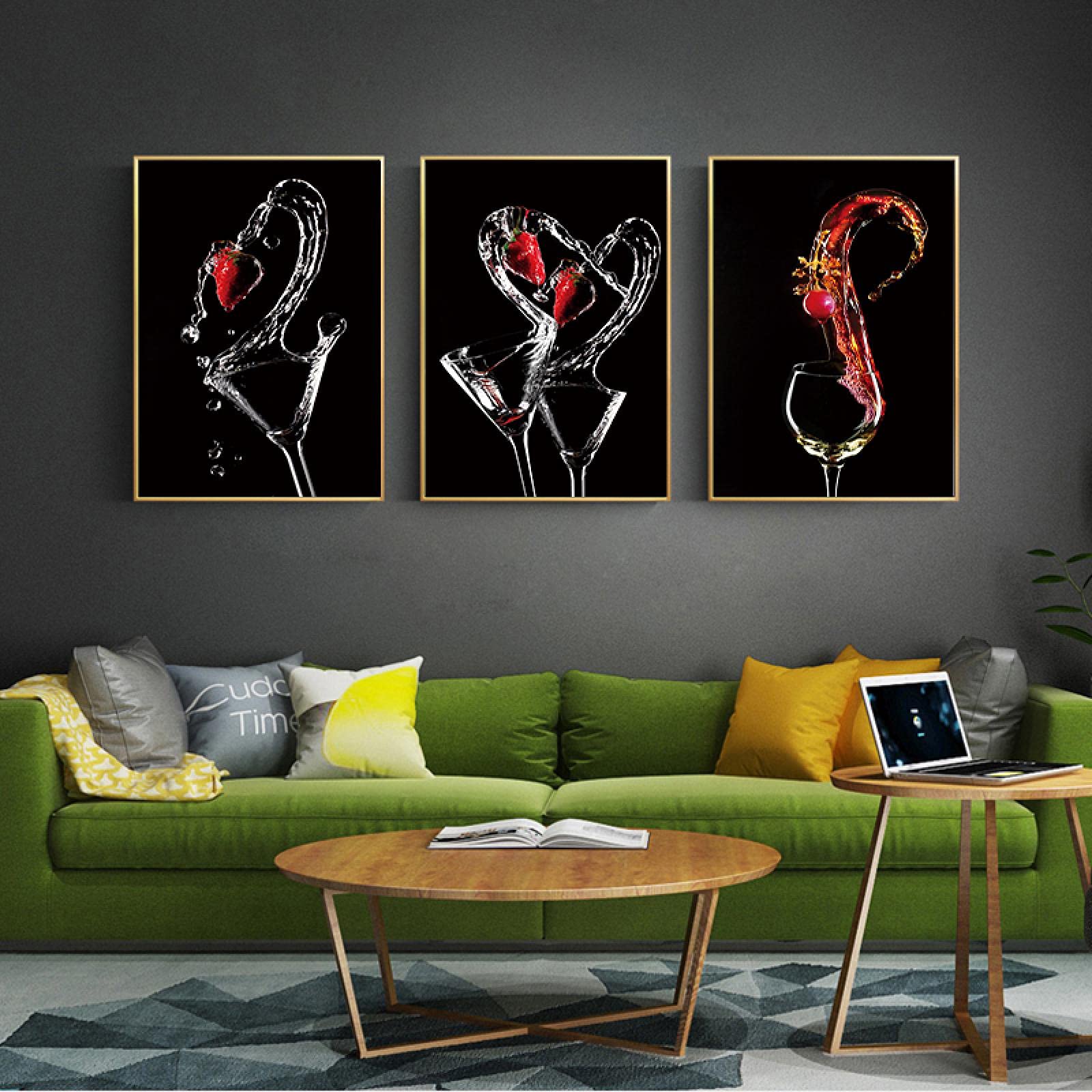Nowoczesne abstrakcyjne czerwone kubki obraz na płótnie do salonu lub łazienki plakaty i nadruki dom sztuka ścienna dekoracja 60 x 80 cm x 3 bez ramy