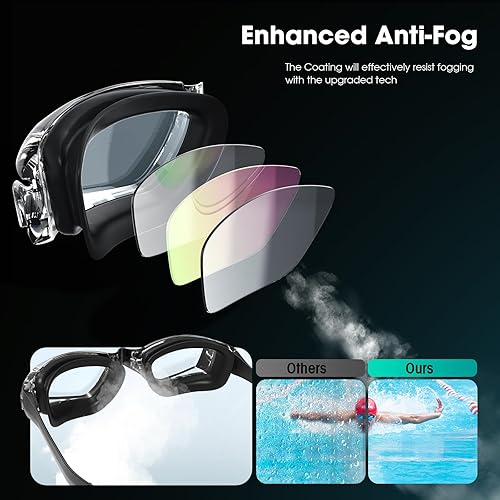 Miniatura 3 de Braylin Gafas de natación, paquete de 2 gafas de natación, antiniebla, sin fugas para adultos, mujeres, hombres y jóvenes