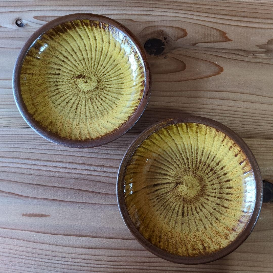 Koishiwara Ware Ota Tetsuzo Kiln 6 inch Plate, Medium Plate, Brush, Folk Craft Pottery, Tableware, Ogata Ware, 2 Pieces