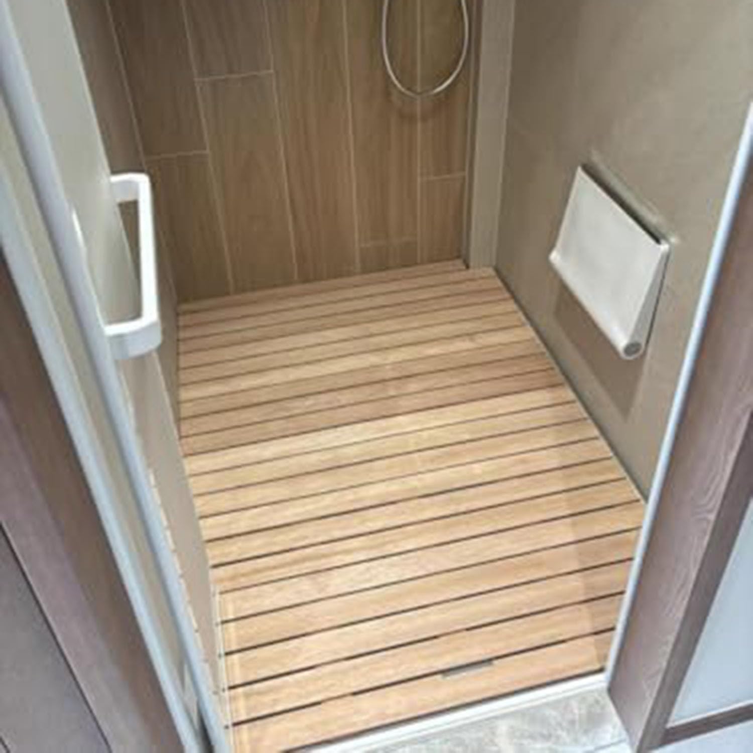 YSZBD Caillebotis De Douche Bois, caillebotis Exterieur,Caillebotis pour la Douche,Salle de Bain, Piscine, Sauna,Tapis de Douche antidérapant(Wood,60×120cm)