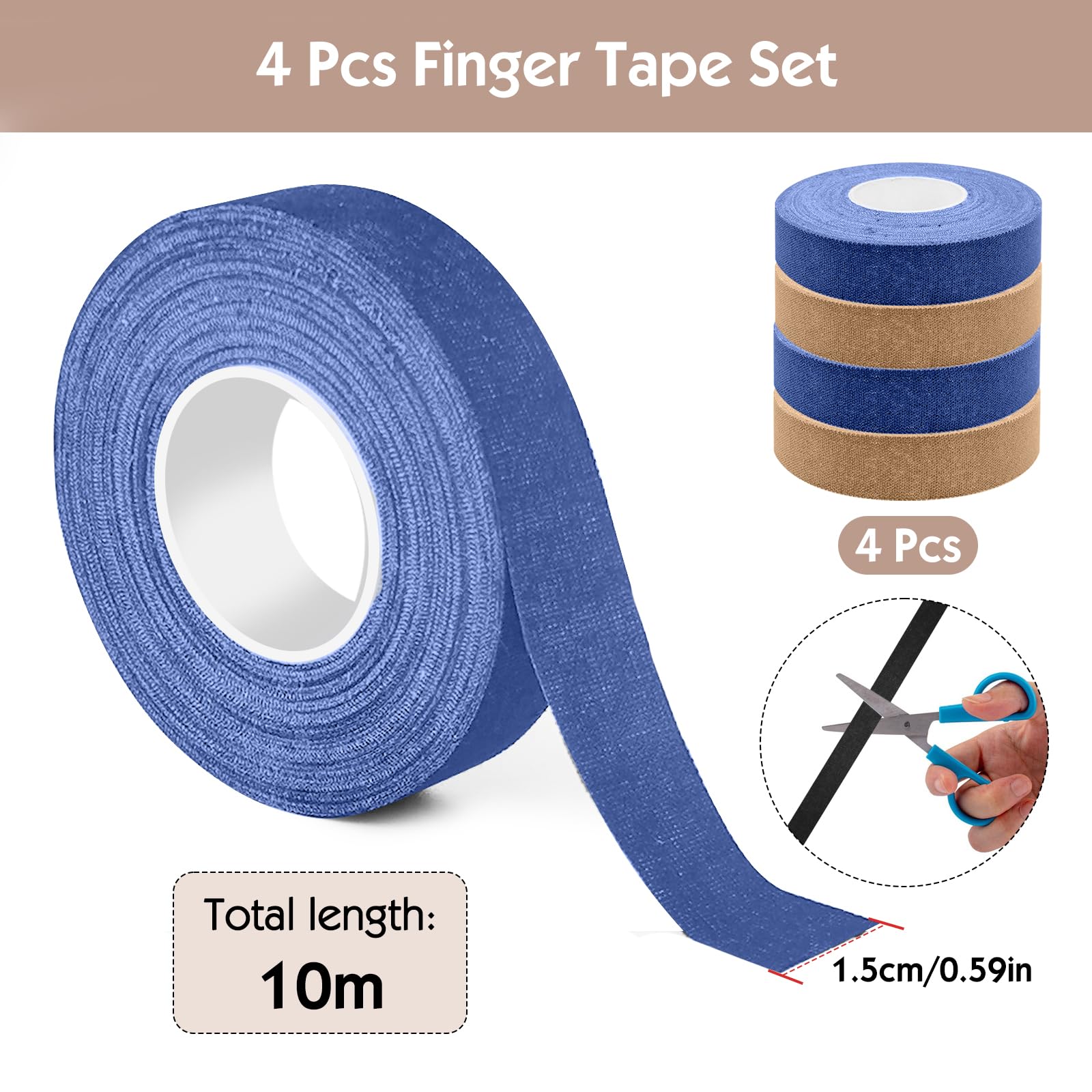 Samulee Finger Tape - 4 Rolls - Colour of Skin and Blue - 1.5cm x 10m, Skin + Blue - Image 2