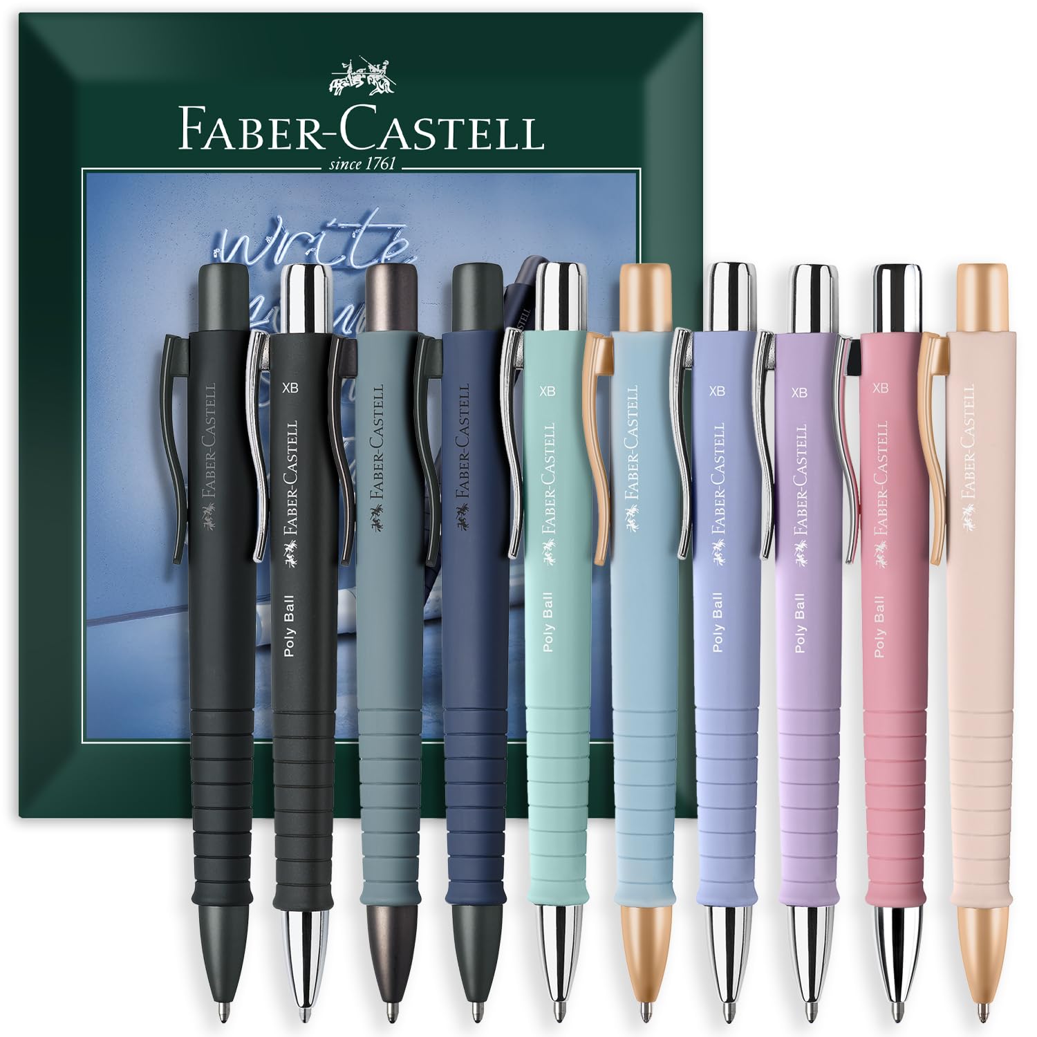 Faber-Castell Poly Ball Urban XB Ballpoint Pen, Multicolour 10pcs