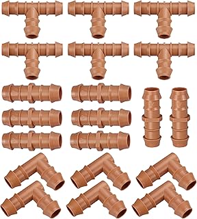 iRunning Drip Irrigation Fittings Kit for 1/2 Inch Tubing, 20 Pieces Drip Irrigation Parts for Drip Sprinkler System - 8 Couplings, 6 Tees, 6 Elbows, Drip Line Connectors for 1/2" Drip Irrigation Hose