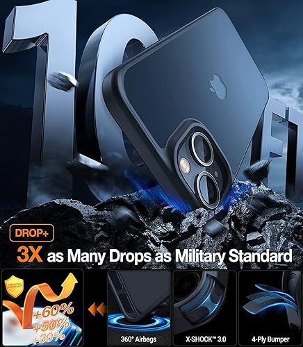 Miniatura 3 de TORRAS Funda diseñada a prueba de golpes para iPhone 13 Mini, protección militar contra caídas de 10 pies, parte trasera translúcida de