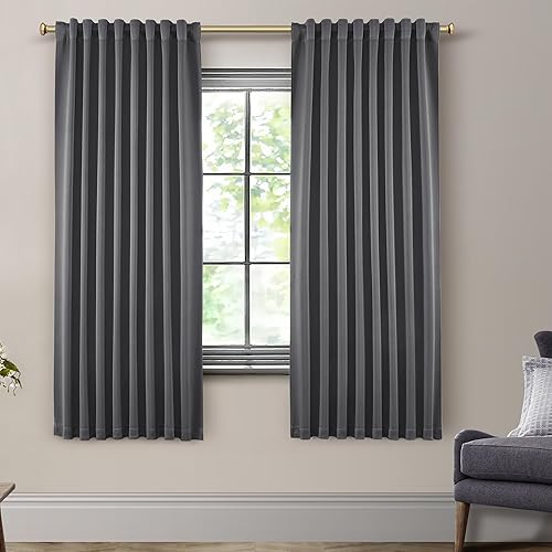 Miniatura 13 de SHINELAND Cortinas opacas de 102 pulgadas para sala de estar, cortinas opacas con pestaña trasera de 102 pulgadas de largo para dormitorio, Crema