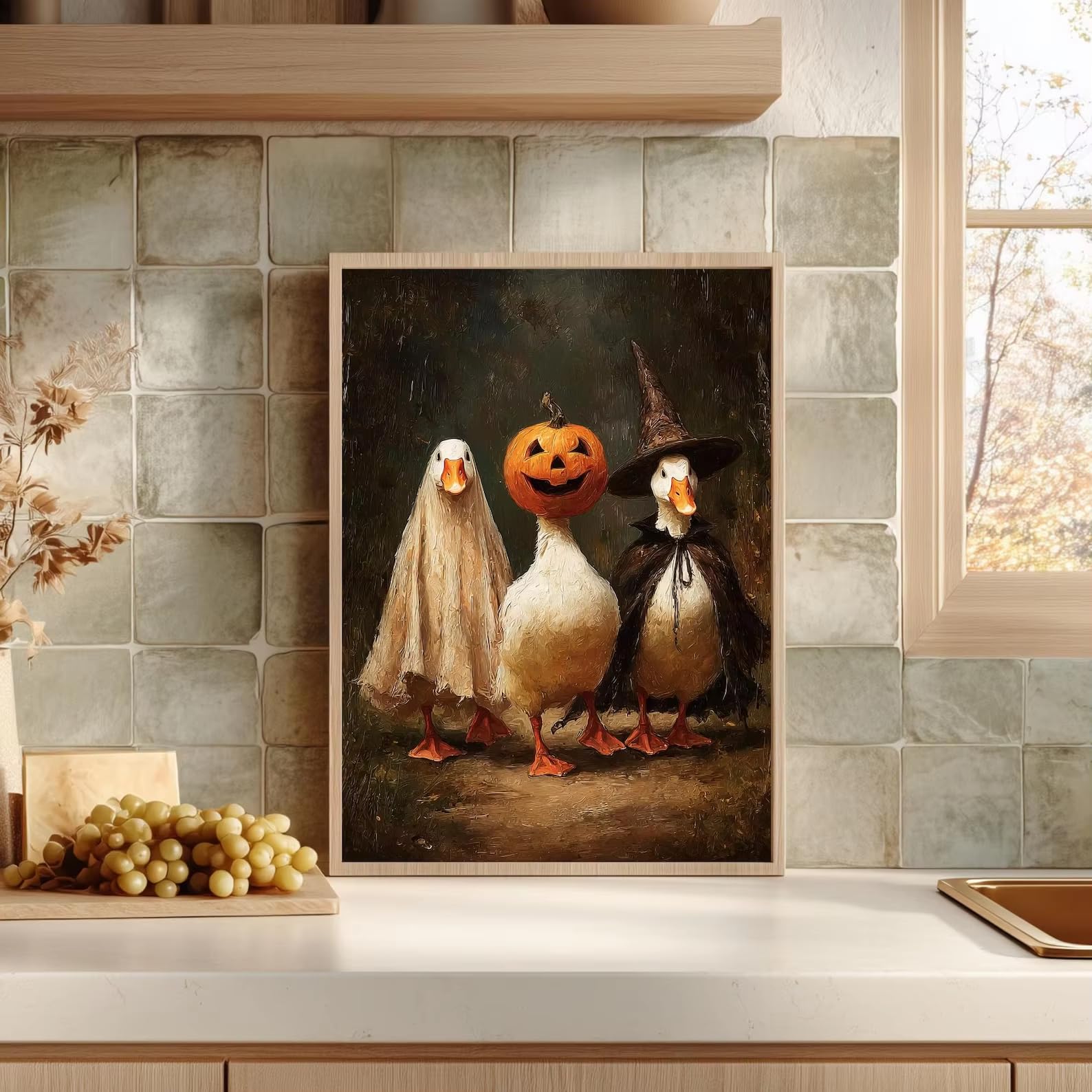 awtrhfc Cute Wall Art, Funny Pumpkin Abstract Art, for Living Room Cottagecore Framed Artwork Bedroom Home Decoration(30x45cm(12x18in)/No frame)