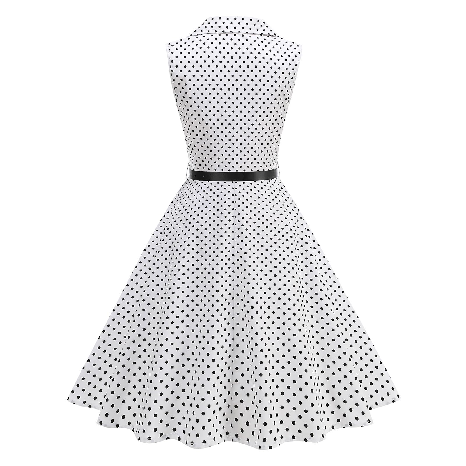 Robe vintage des années 1950 Rockabilly Swing élégante à pois à revers pour cocktail Audrey Hepburn Style formel Prom Tea Party Midi Robe midi avec ceinture