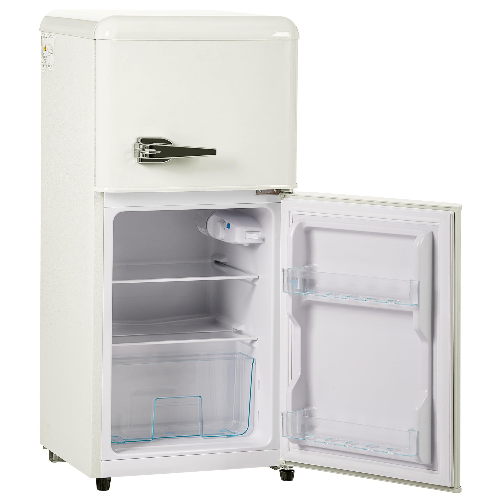 Mini lodówka 60 l, mała lodówka z zamrażarką (22 l + 38 l), lodówka Combi z oświetleniem LED, 88,8 x 45,5 x 42 cm, lodówka No Frost z 2 regulowanymi półkami, zużycie energii 102 kWh/rok White