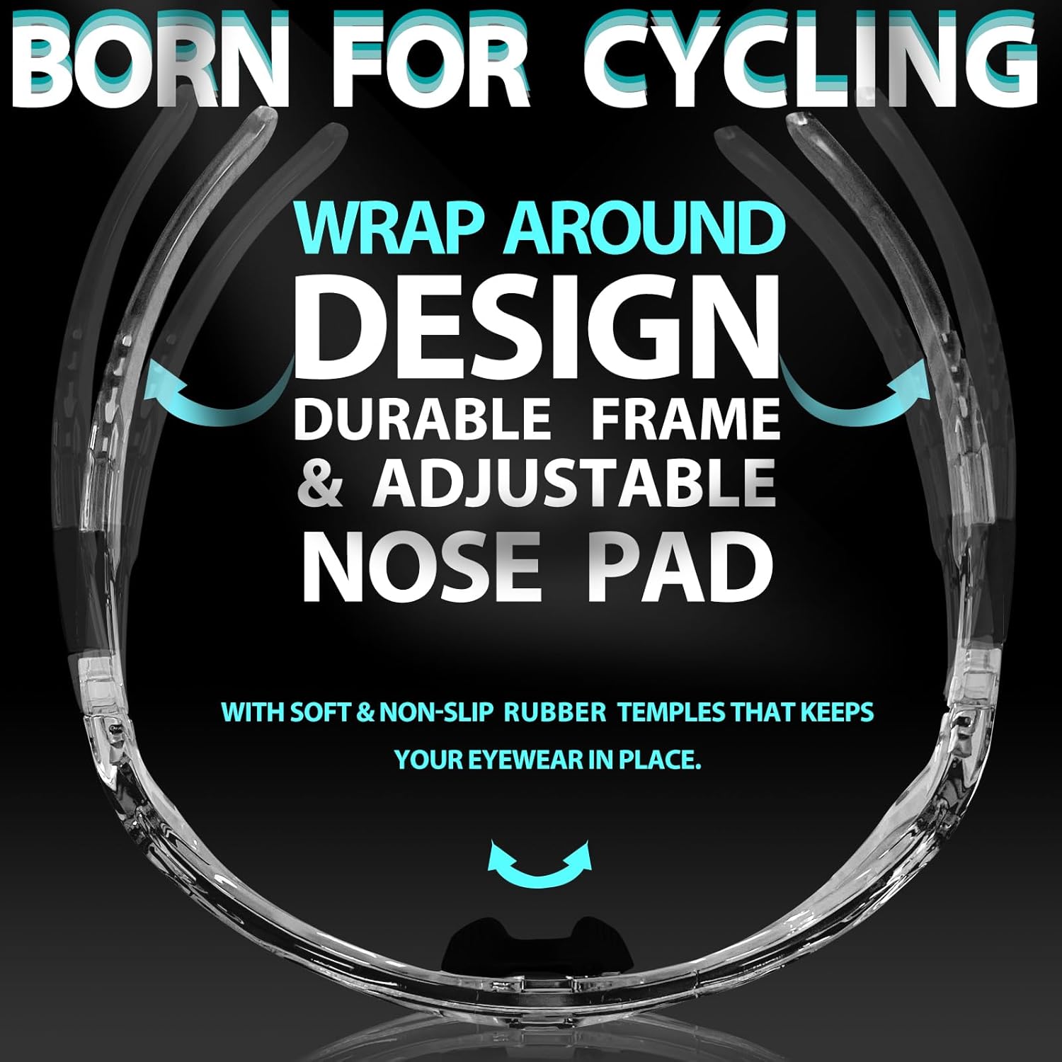 Cycling Glasses for Men Women, UV Protection TR90 Frame Sports Sunglasses for MTB, Riding, Running, Fishing, Baseball
