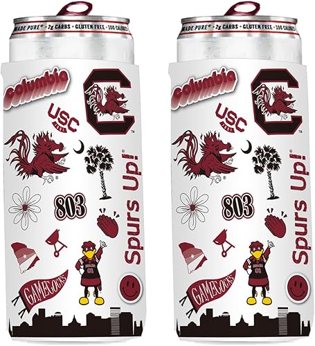 Miniatura 37 de College Team - Enfriadores ultradelgados para latas de cerveza de 12 onzas, paquete de 2 (Texas Tech (Red Raiders) - Cuadros plegables) Alabama Red