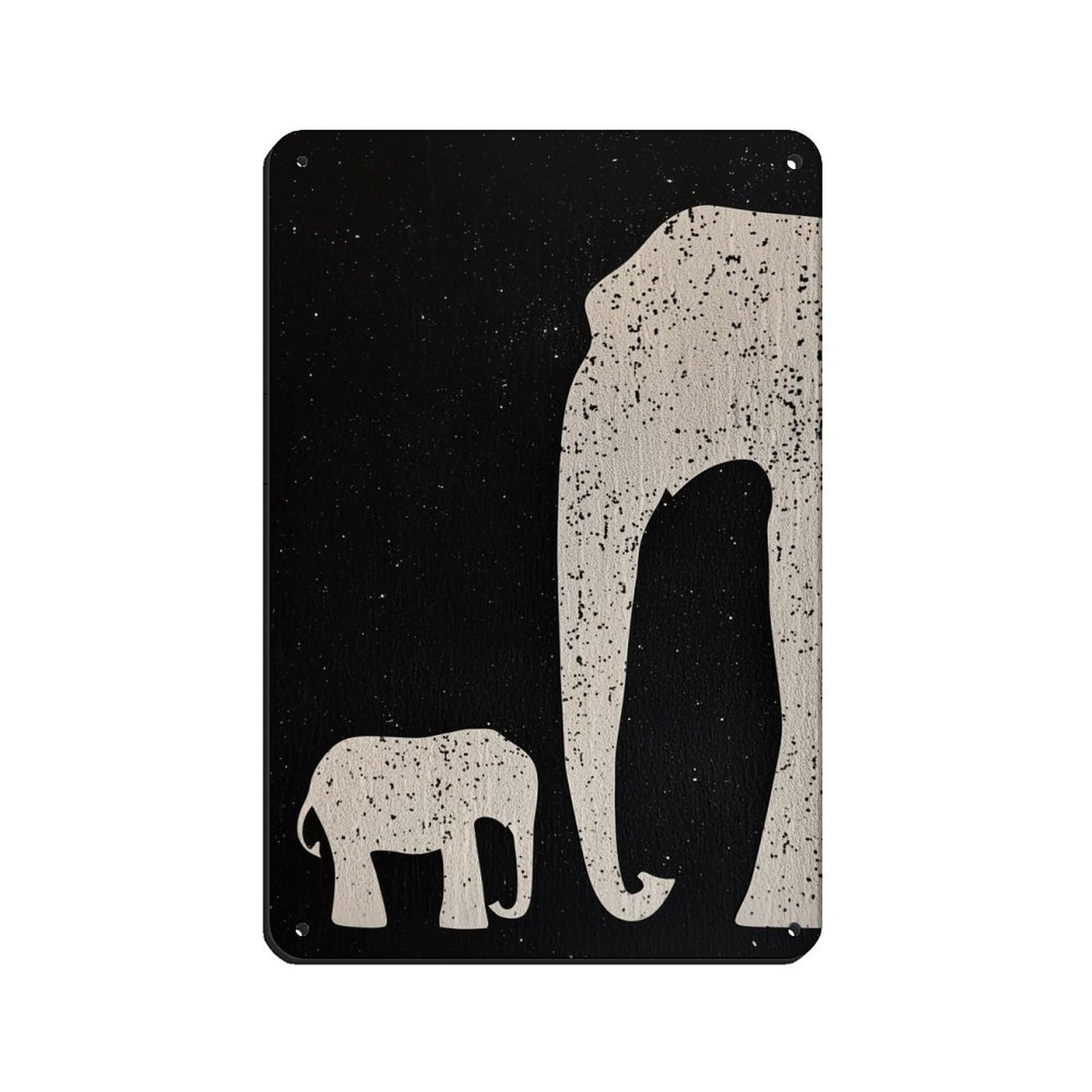 Lxwnze 20L X 30W Cm Elephant Silhouette Minimalist Art Poster Tin Sign Vintage Metal Pub Club Cafe Bar Home Wall Art Decoration Poster Retro 8X12inch(20X30cm)