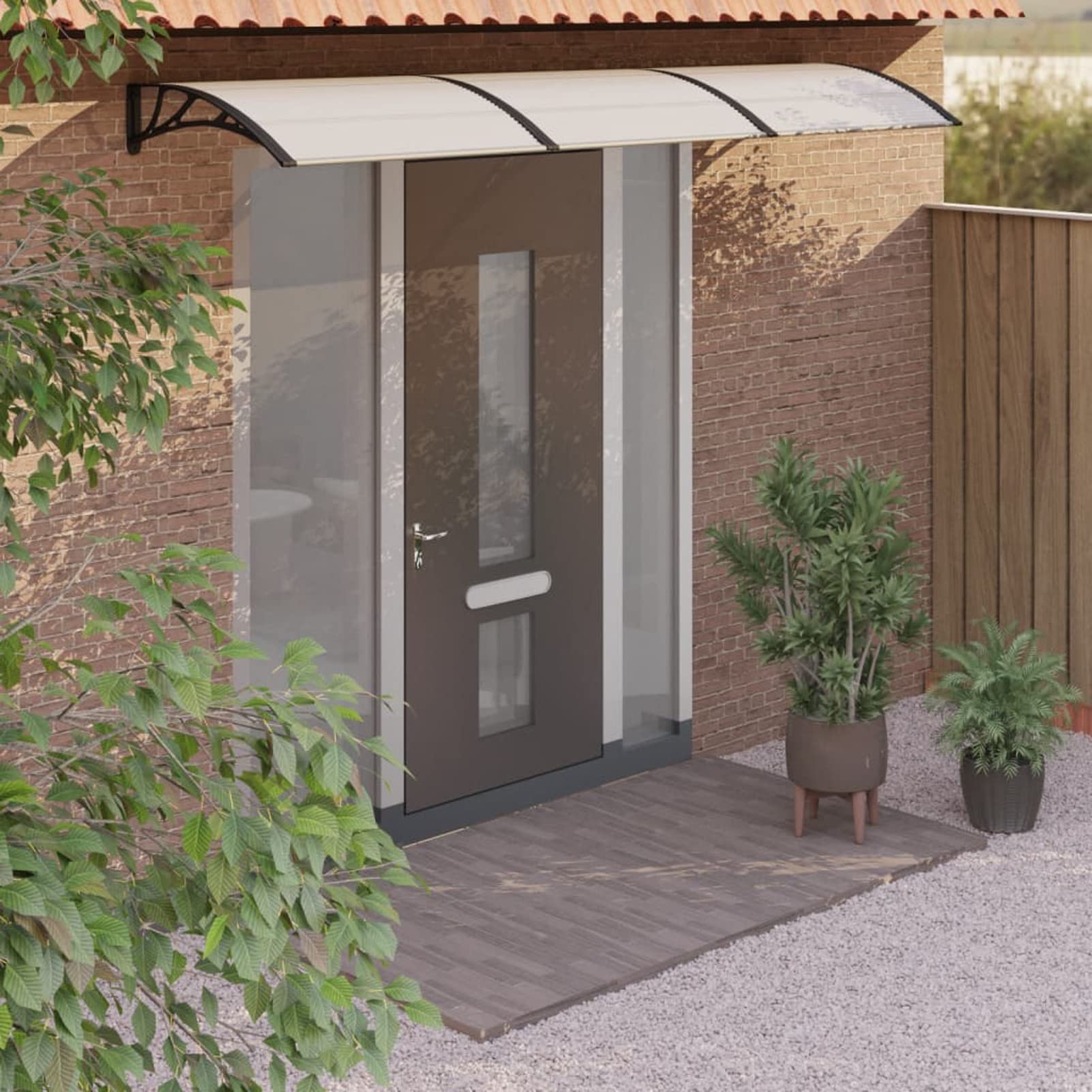 ZEYUAN Marquesina Puerta policarbonato Negro y Transparente 300x80 cm, Marquesina Puerta Exterior, Tejadillo De Protección Marquesina, Marquesina para Ventanas, Tejadillo De Exterior Teja