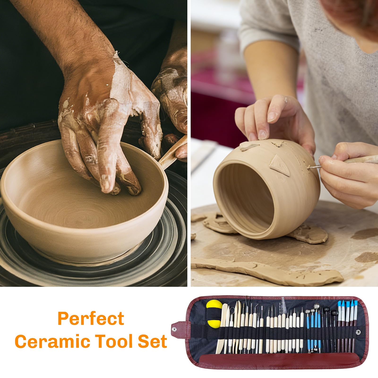 36 Stück Töpferwerkzeug Set Modellierwerkzeug Ton Werkzeug Töpferset Polymer Clay Tools Modelierwerkzeugset Töpfern Zubehör Modelliermasse Werkzeuge für DIY Kunsthandwerk Modellbau Schnitzarbeiten