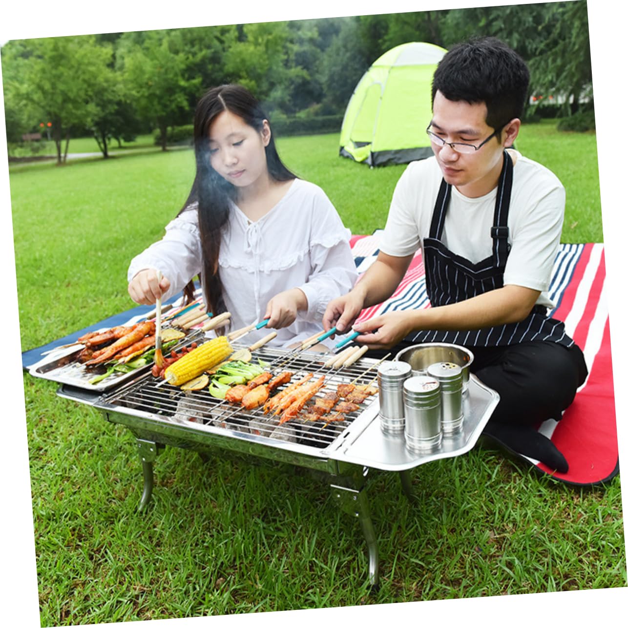 OUNONA Bbq Seasoning Plate Grill Utensil Holder Outdoor Bbq Side Tray Seasoning Shelf Organizer Shelf for Grilling