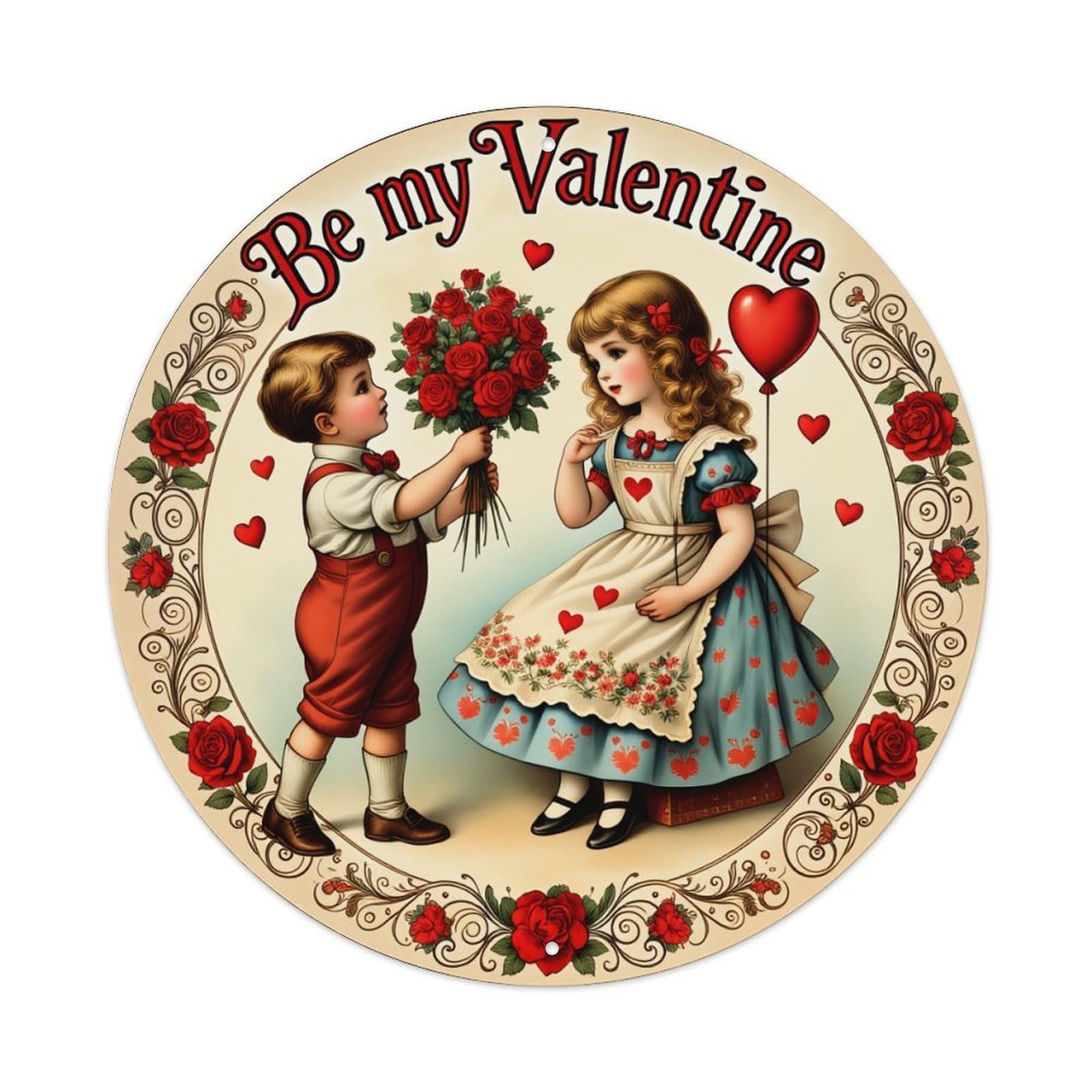 Be My Valentine Roses Hearts Metal Tin Sign Plaque