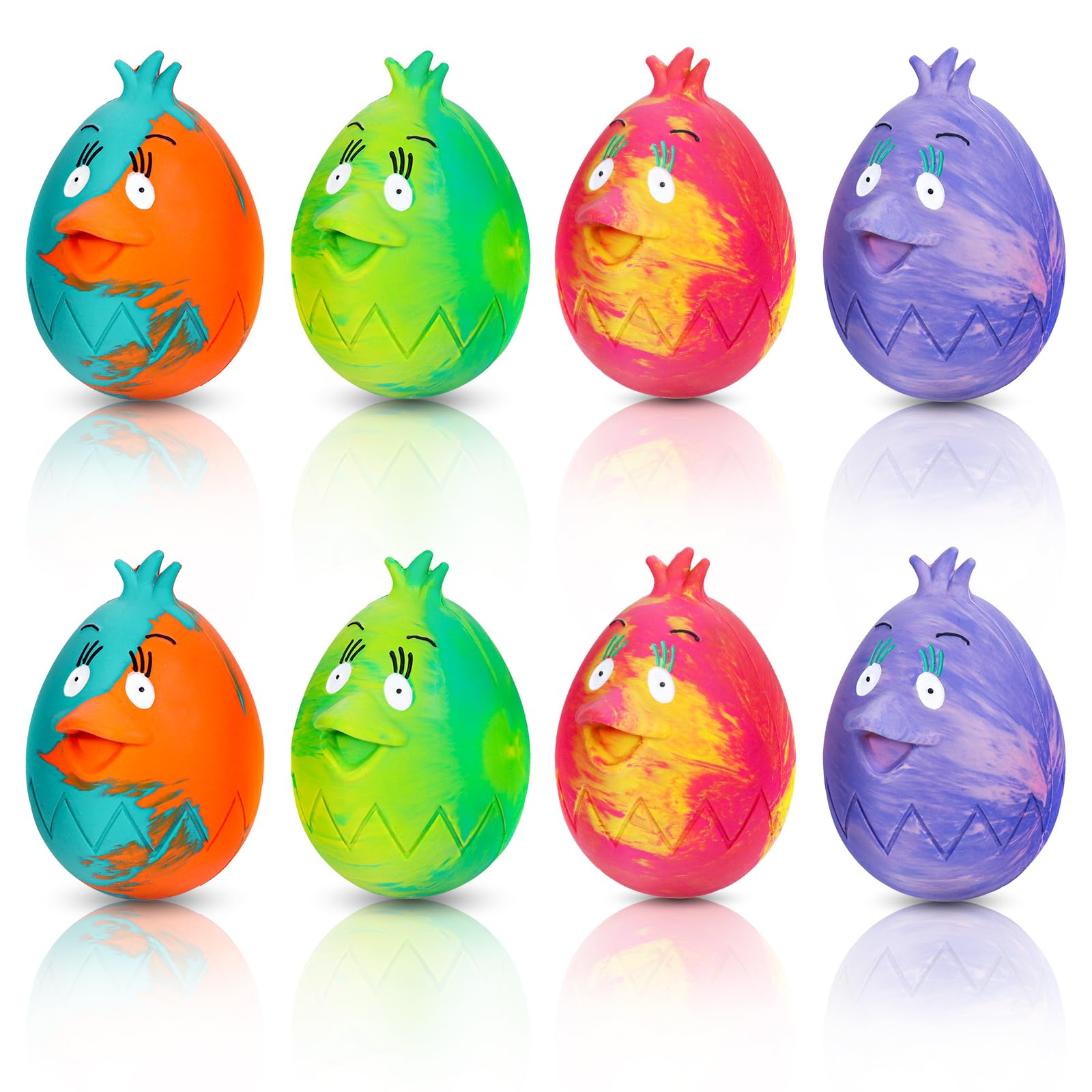 KrauzPet Dog Chew Toys Squeaky, Tough Rubber Bouncy Balls for Aggressive Chewers, Pet Teething Toy Ball Pack for Large Medium Breed Dogs