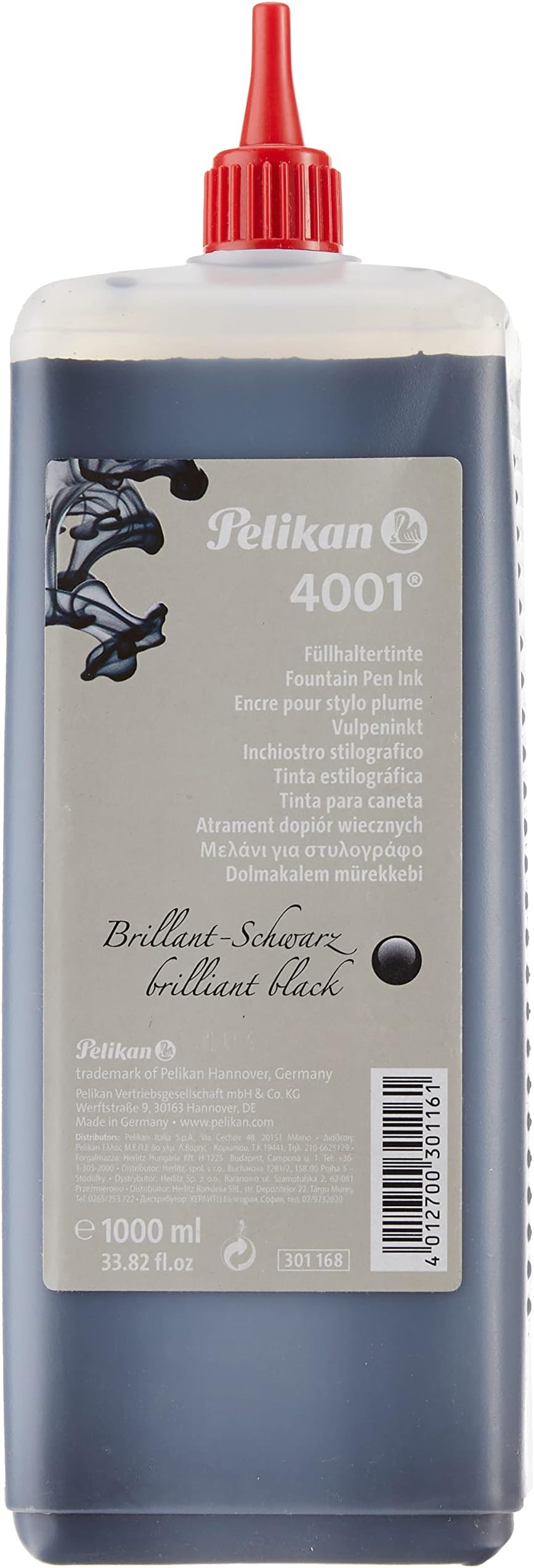 4001 Bottled Ink for Fountain Pens, Brilliant Black, 1 Liter, 1 Each (301168)