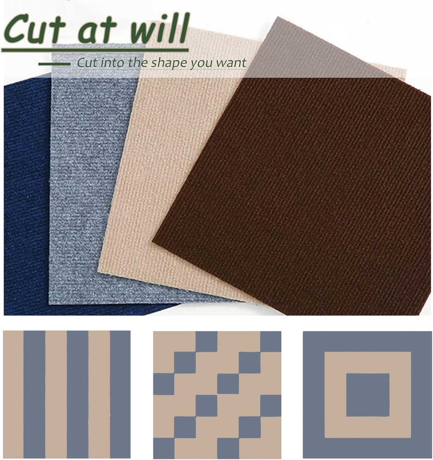 Dalles de Moquette Auto-adhésives de 12 Pouces, Dalles de Moquette Auto-adhésives Amovibles, Tapis de Sol antidérapants, à décoller et à Coller, lavables en Machine(Beige+Grey)