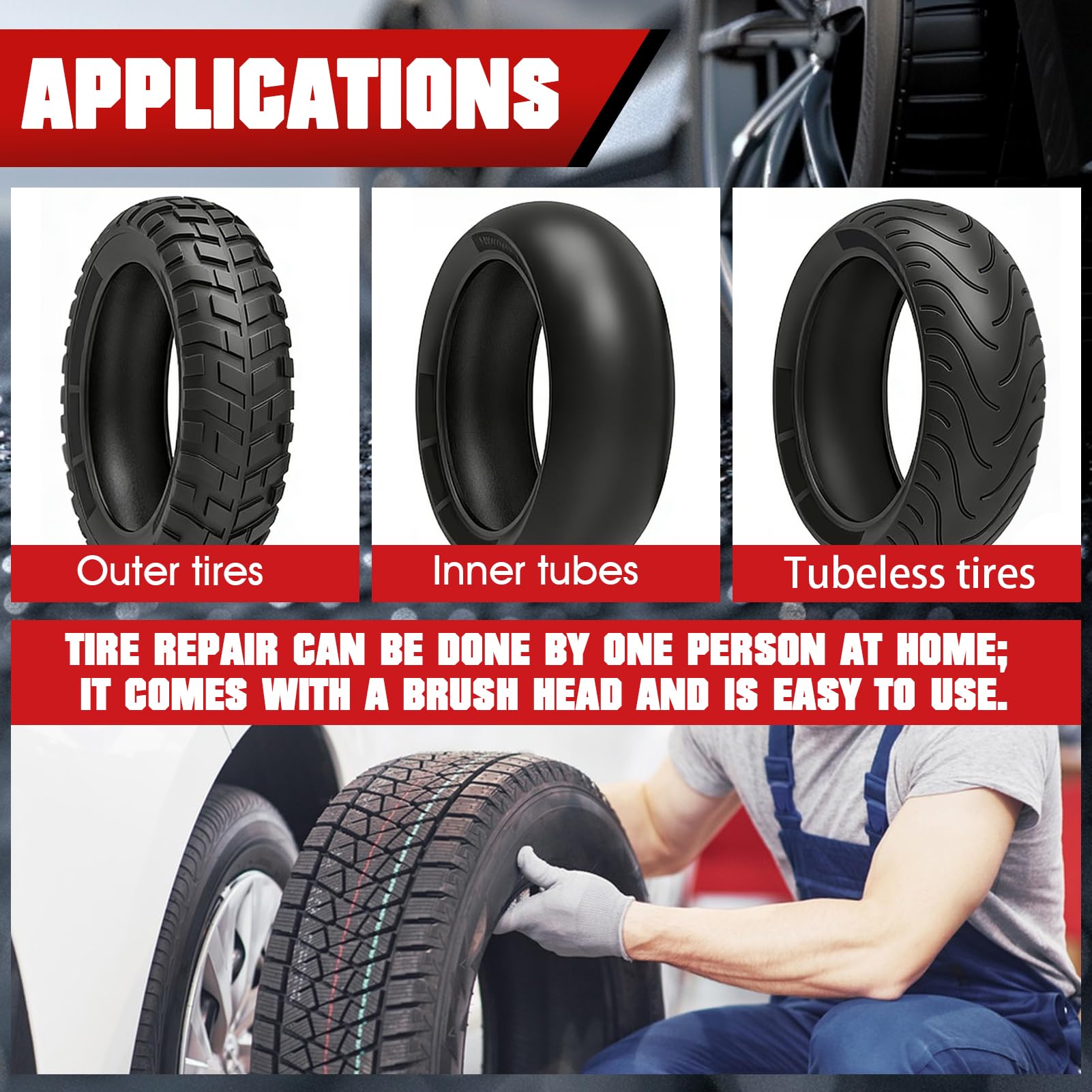 Mastice per Riparazione Pneumatici 250ml, Ripara Gomme Auto Resistente, per Forature Auto Biciclette Camion