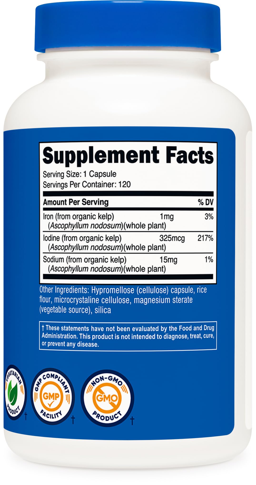 Nutricost Iodine, Natural Iodine from Organic Sea Kelp, 325mcg, 120 Caps — Amazon image 5