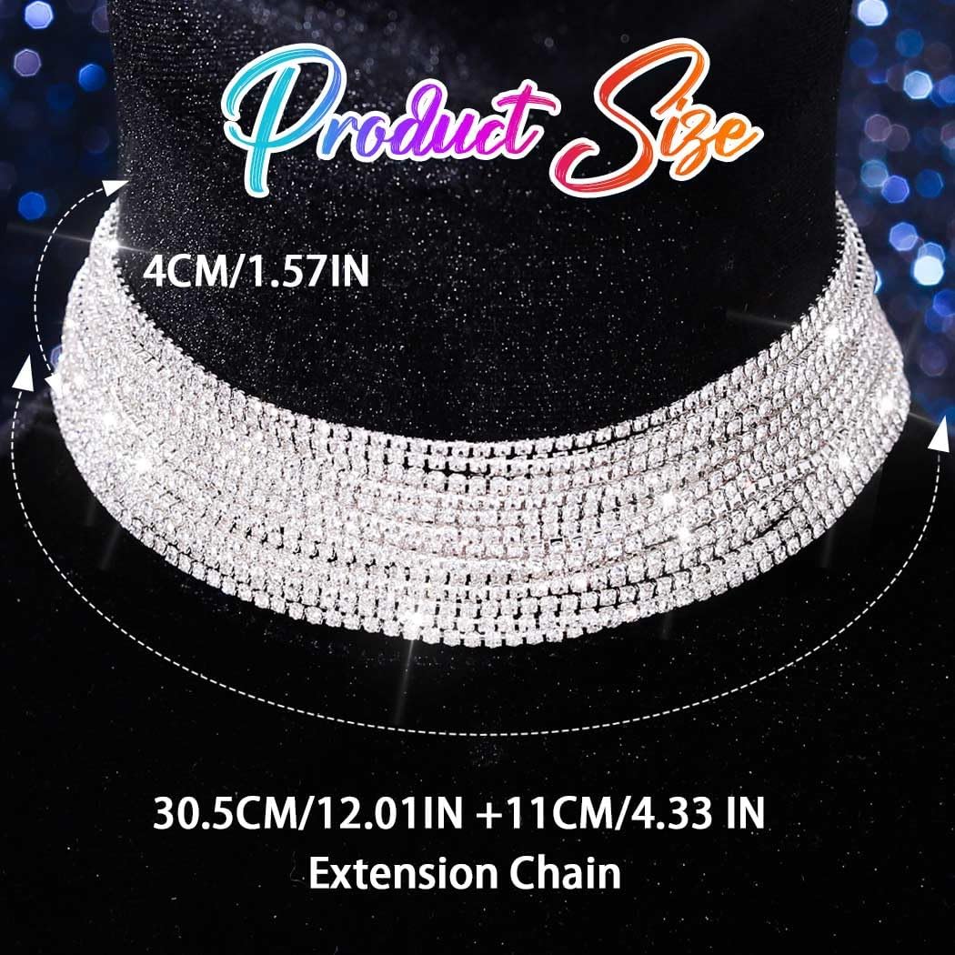 Aukmla Rhinestone Choker Necklace Silver Diamond Necklaces Chain for Women - Image 7